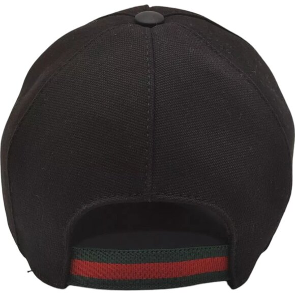 087273AR (S3) Gucci Cap Web Sherry Line Interlocking Black Canvas - Picture 3 of 14